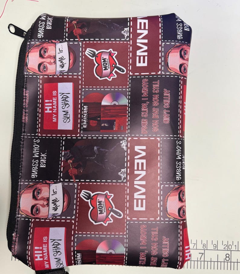 Slim Shady collage print zipper pouch detail