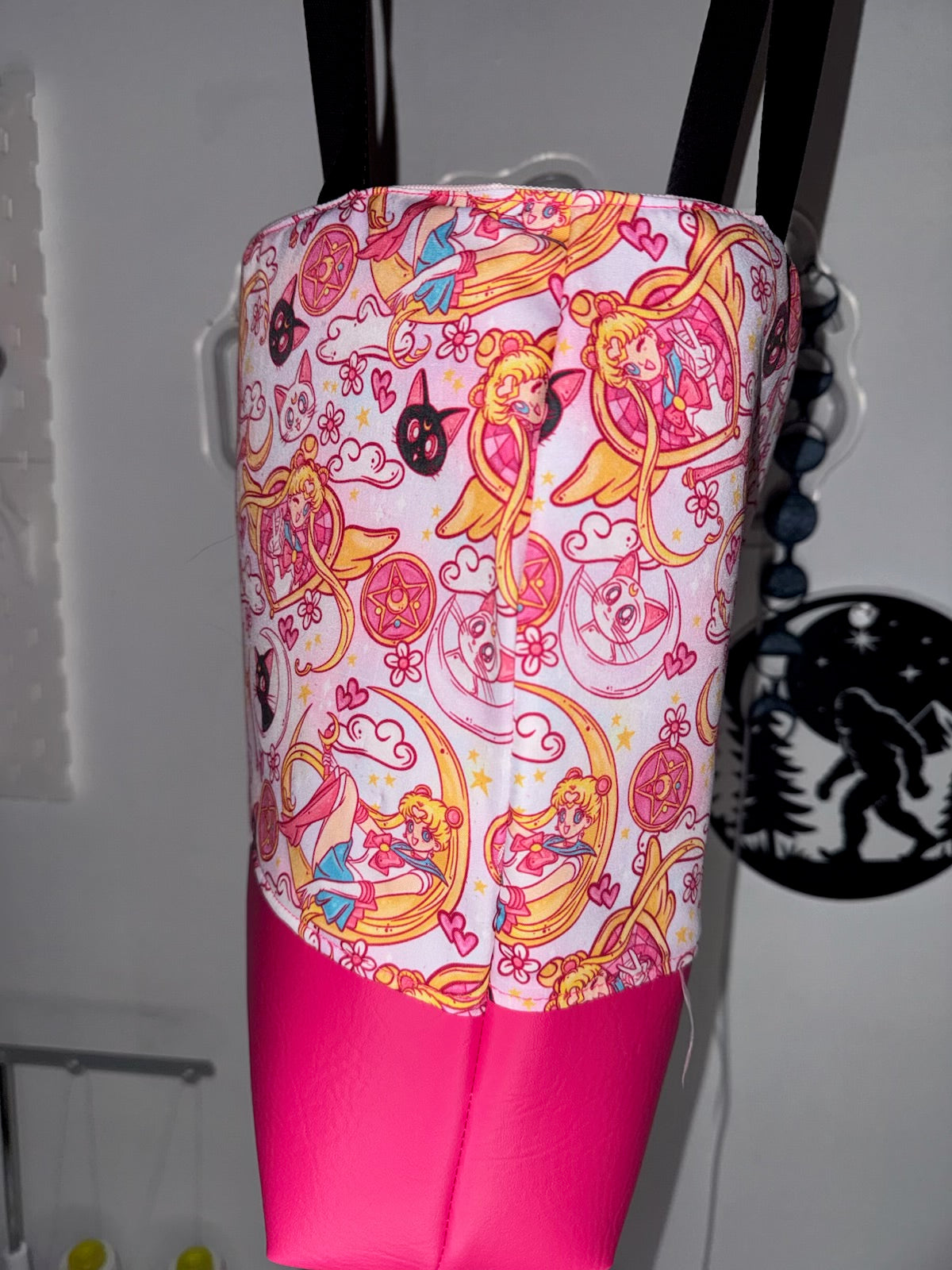 Magical Girl Inspired Tote Bag | Handmade Anime Shoulder Bag | Pink Faux Leather Base | Everyday Tote