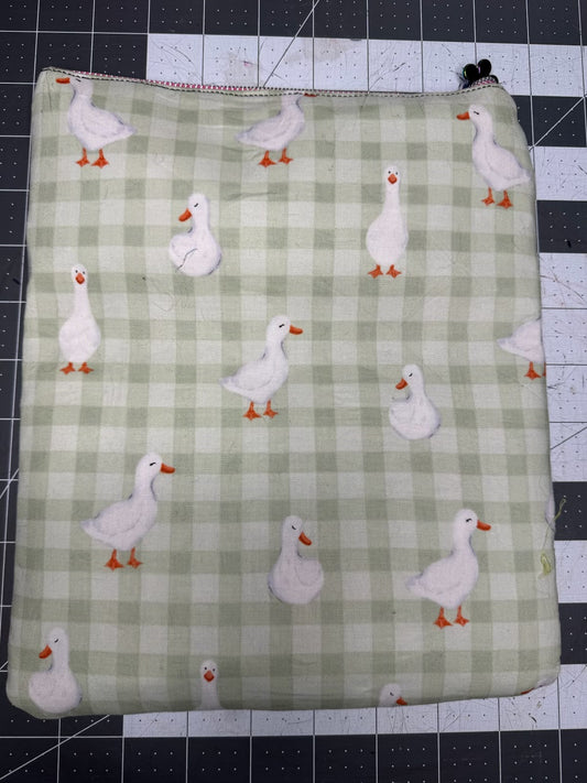 Duck Gingham Book Sleeve | Cottagecore Cotton Zippered Pouch | Handmade Reader Gift