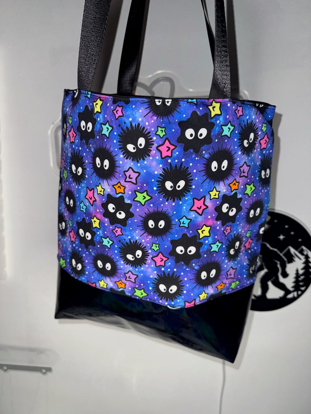 Dark Forest Spirit Inspired Tote Bag | Handmade Anime Shoulder Bag | Black Faux Leather Base | Everyday Tote