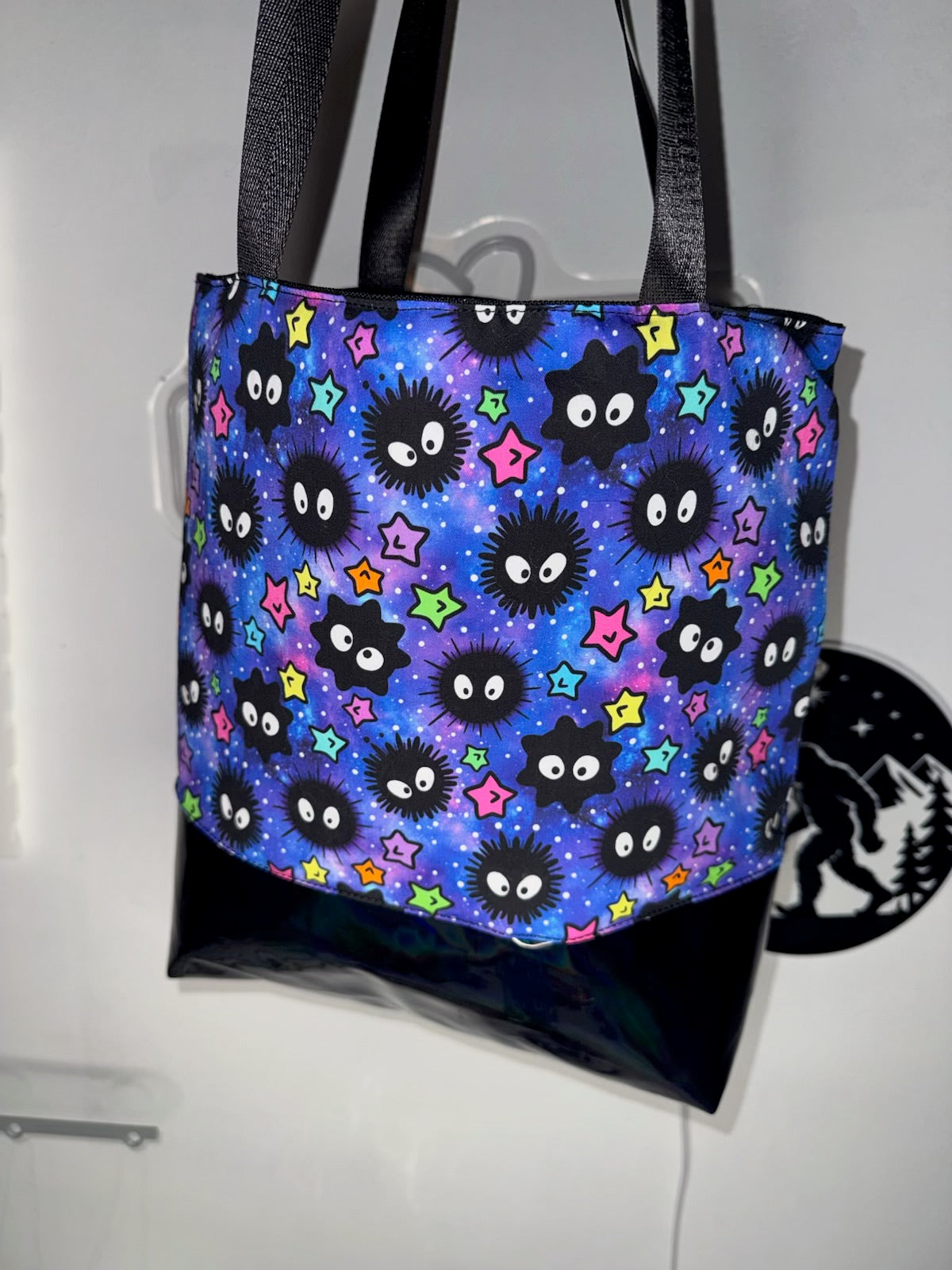 Dark Forest Spirit Inspired Tote Bag | Handmade Anime Shoulder Bag | Black Faux Leather Base | Everyday Tote