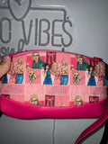 Handmade pink Legally Blonde inspired wristlet clutch with wrist strap