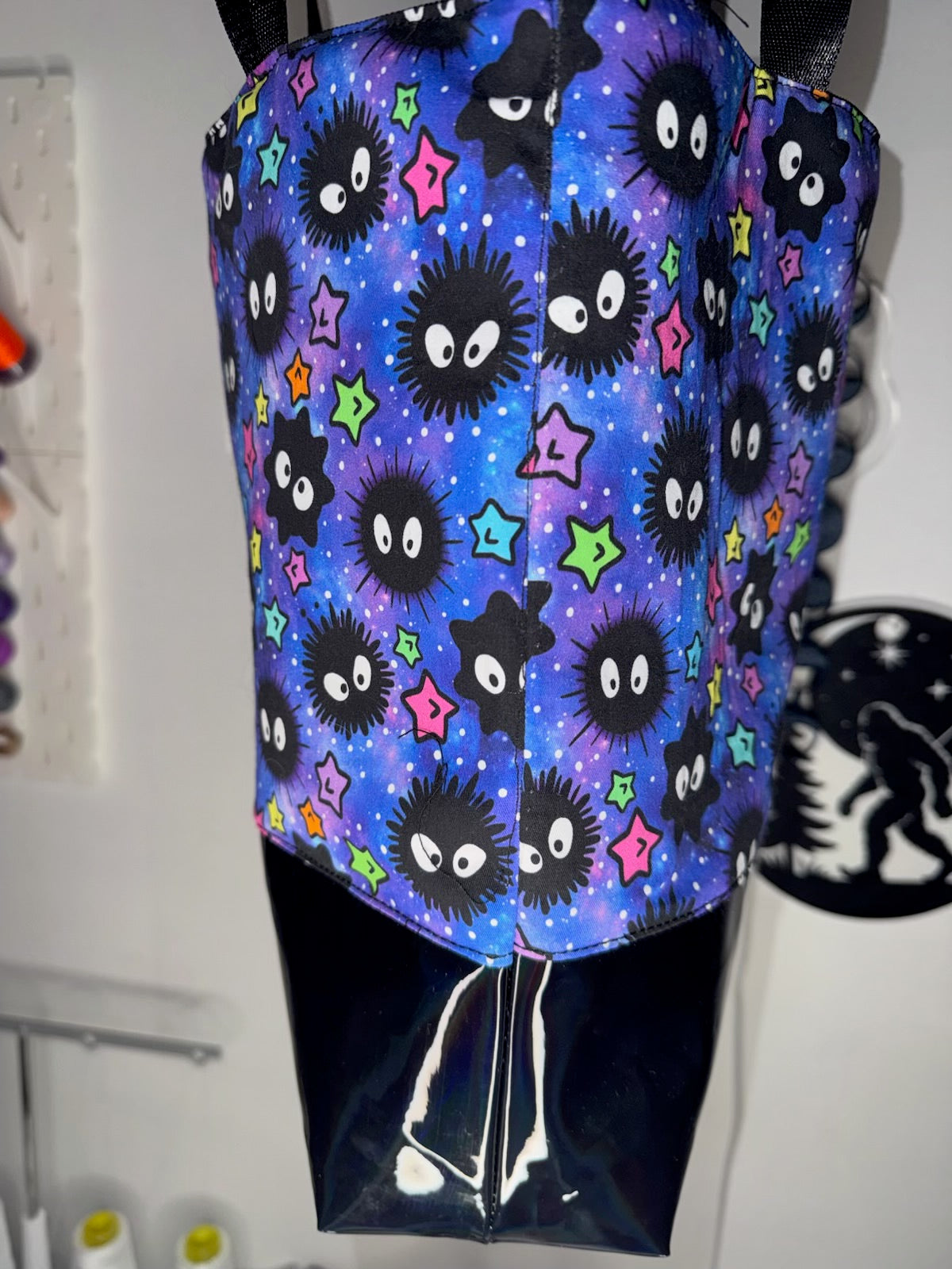 Dark Forest Spirit Inspired Tote Bag | Handmade Anime Shoulder Bag | Black Faux Leather Base | Everyday Tote