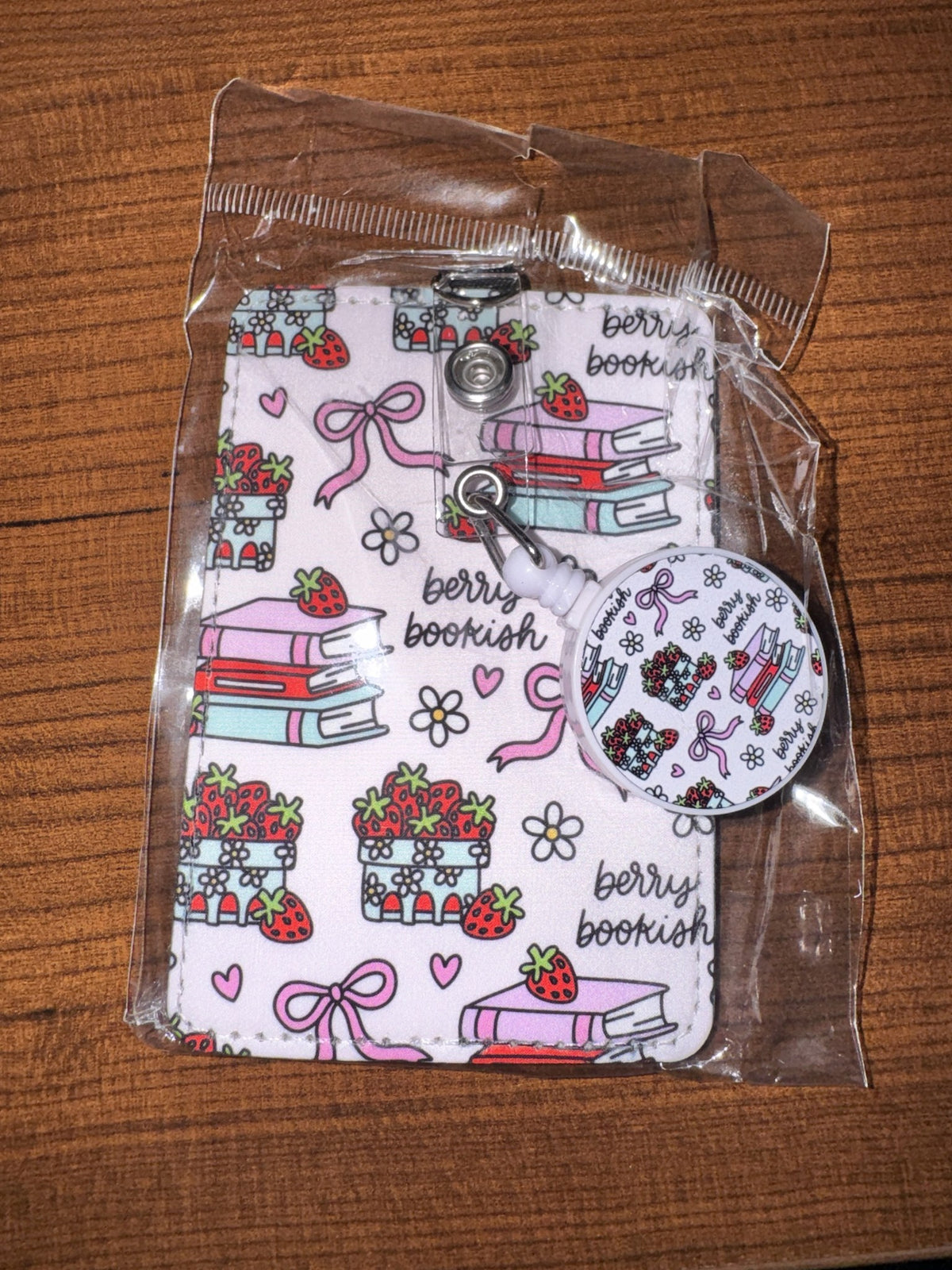 Berry Bookish badge reel and ID holder set