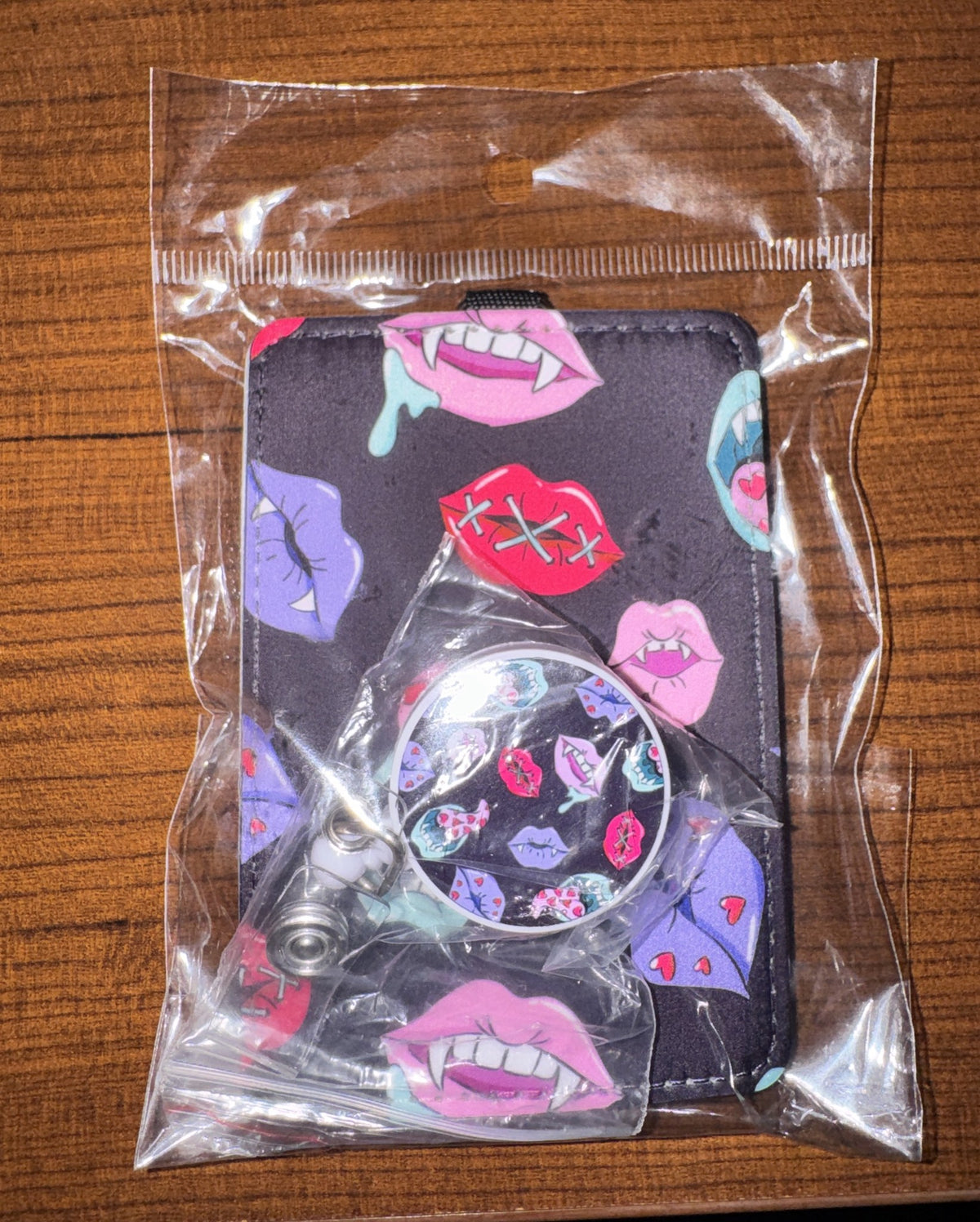 Vampire Lips badge reel and ID holder set