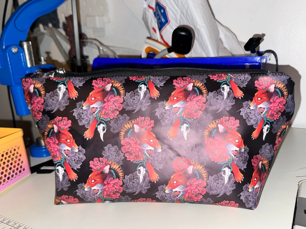 Tattoo Fox & Peony Makeup Bag