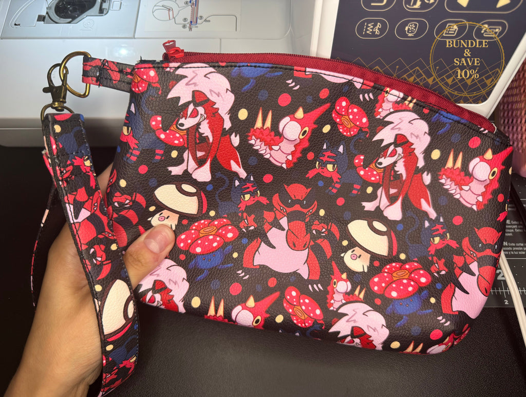 Handmade zip wristlet with Bundle and Save 10 percent badge