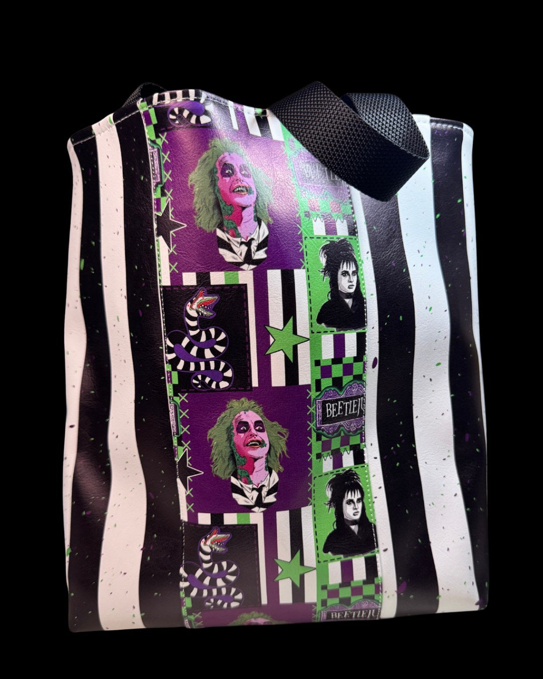 Beetlejuice tote bag side view