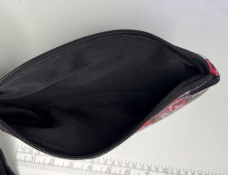 Open Slim Shady zipper pouch showing black lining