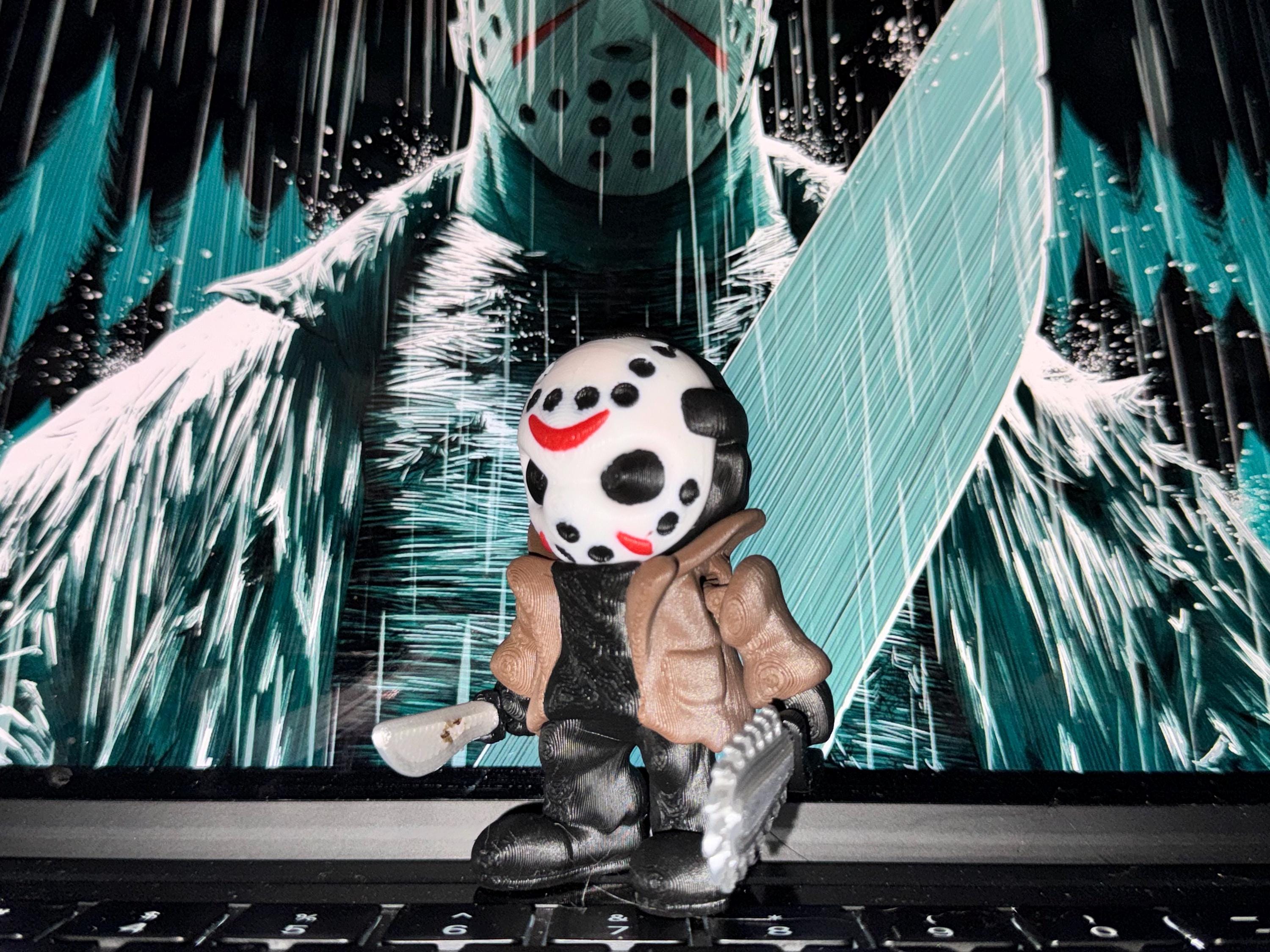 3D Printed Jason Figurine: Creepy Horror Decor, Slasher Desk Toy
