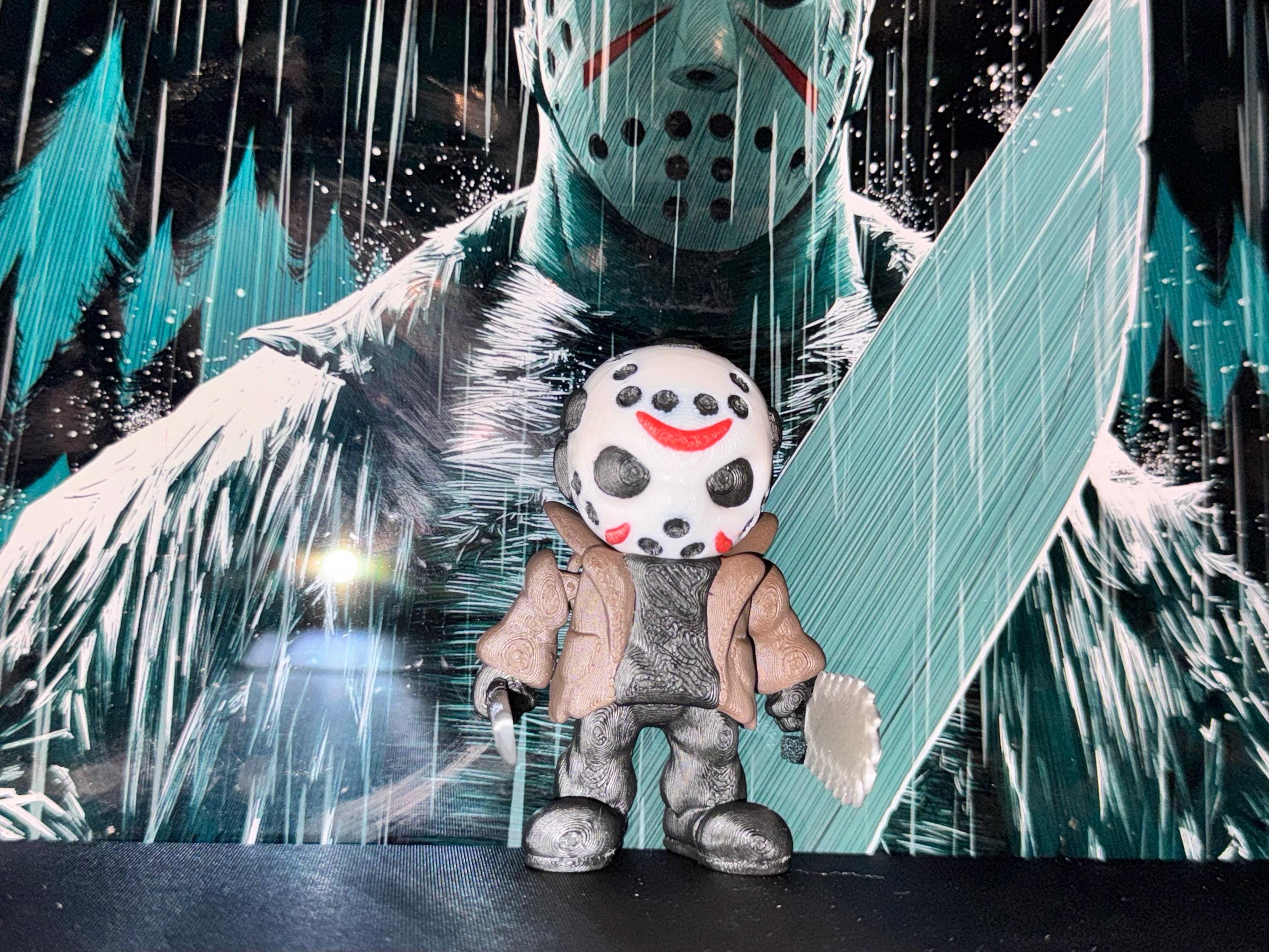 3D Printed Jason Figurine: Creepy Horror Decor, Slasher Desk Toy