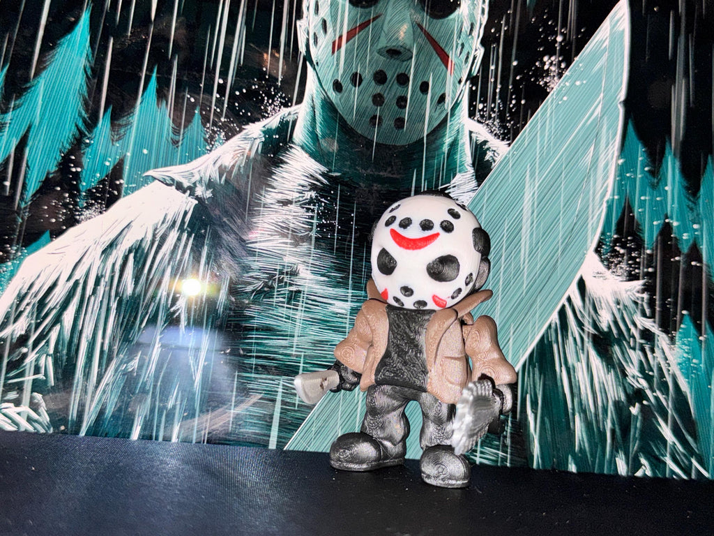 3D Printed Jason Figurine: Creepy Horror Decor, Slasher Desk Toy
