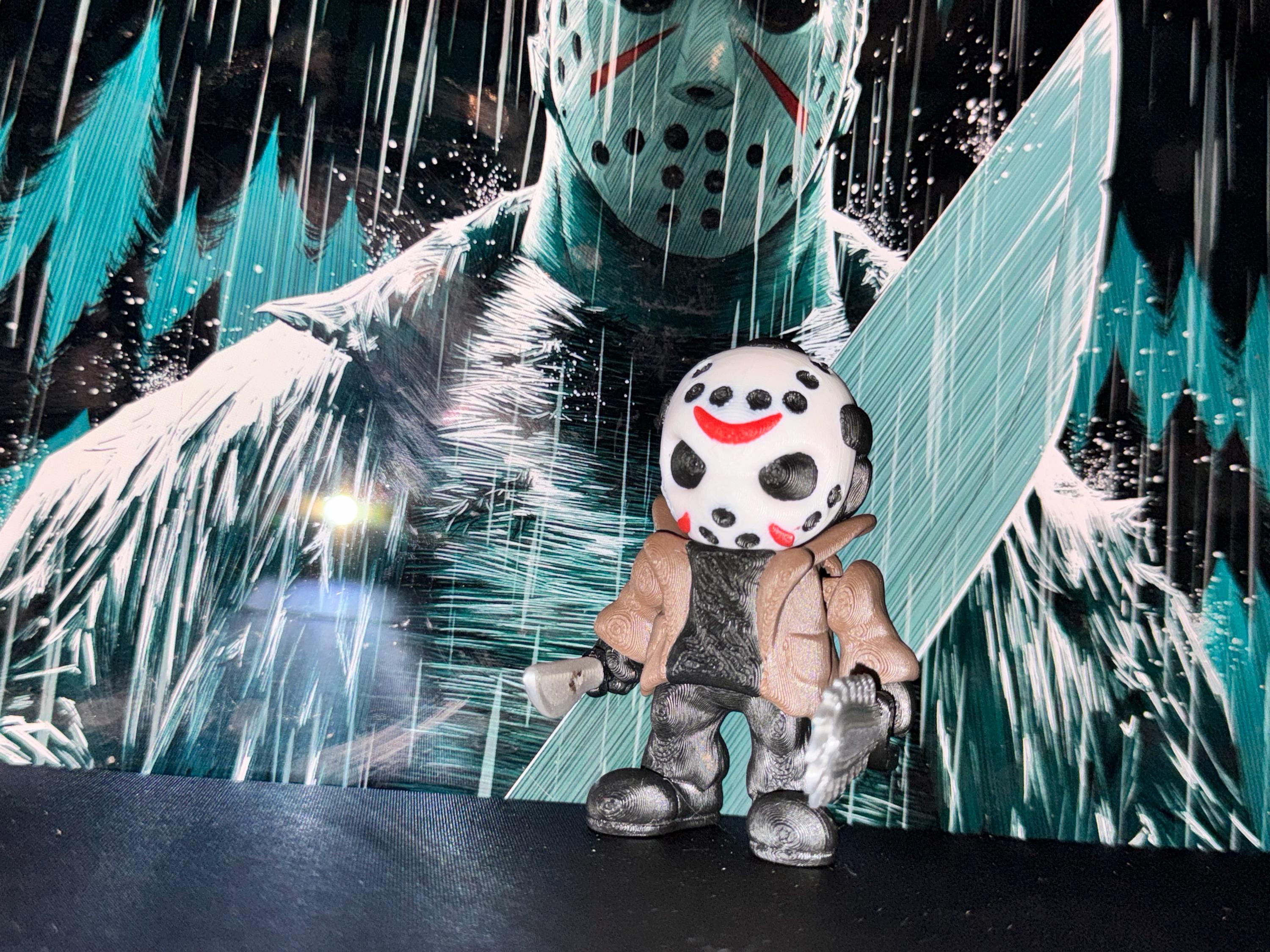 3D Printed Jason Figurine: Creepy Horror Decor, Slasher Desk Toy
