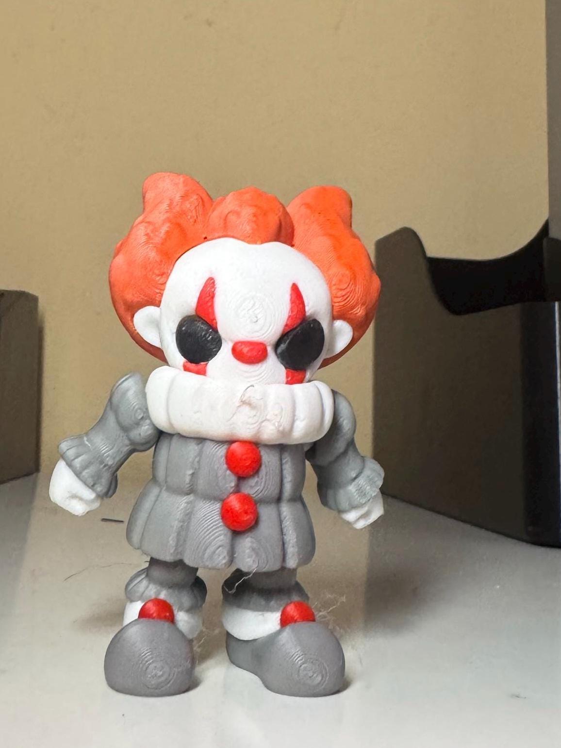 Pennywise IT Clown | Horror Movie Flexi Figurine | 3D Printed Articulated Creepy Collectible | Halloween Decor