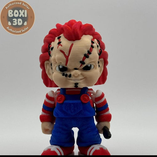3D Printed Flexi Chucky Figurine – Articulated Horror Doll, Halloween Toy