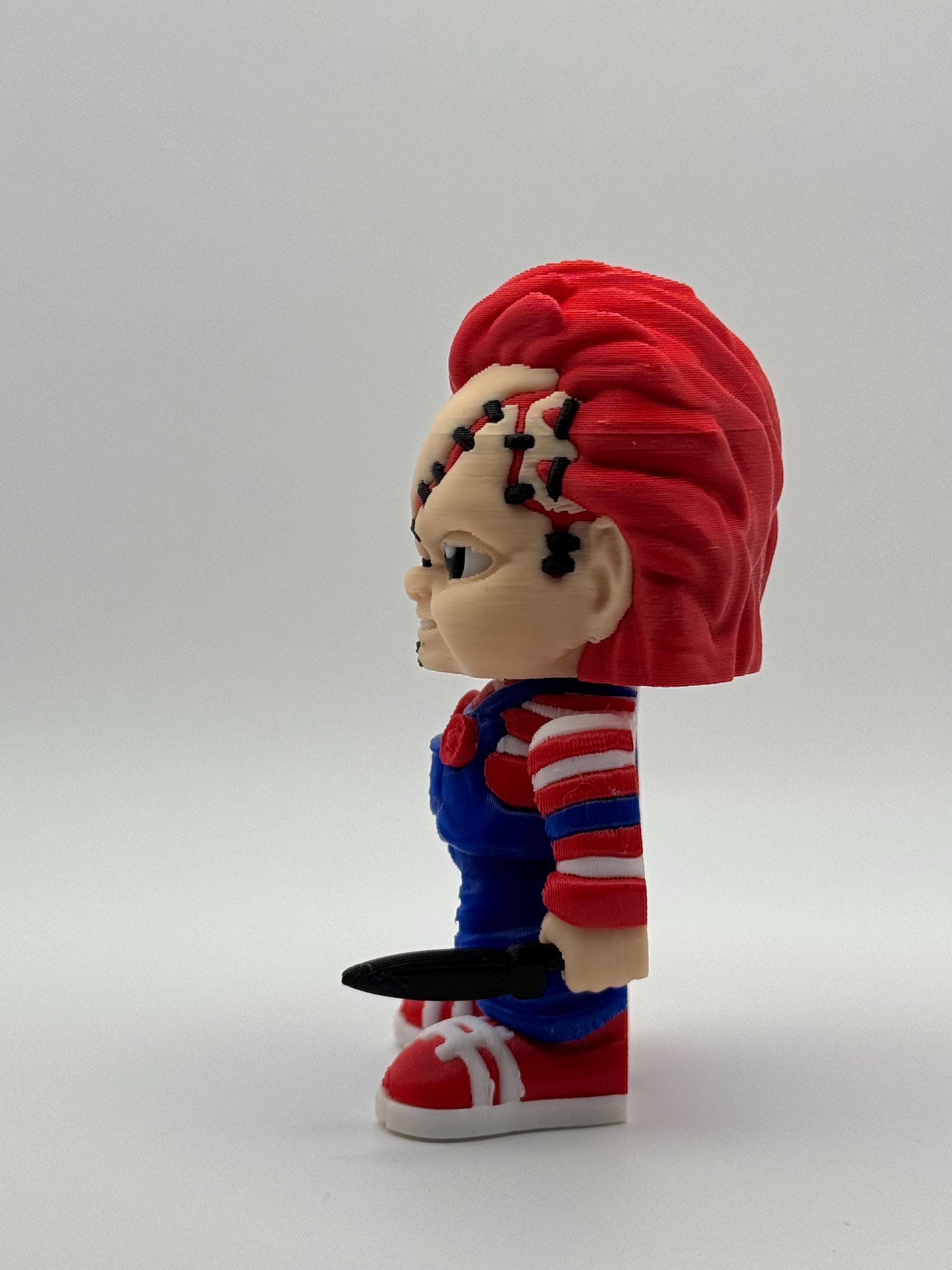 3D Printed Flexi Chucky Figurine – Articulated Horror Doll, Halloween Toy