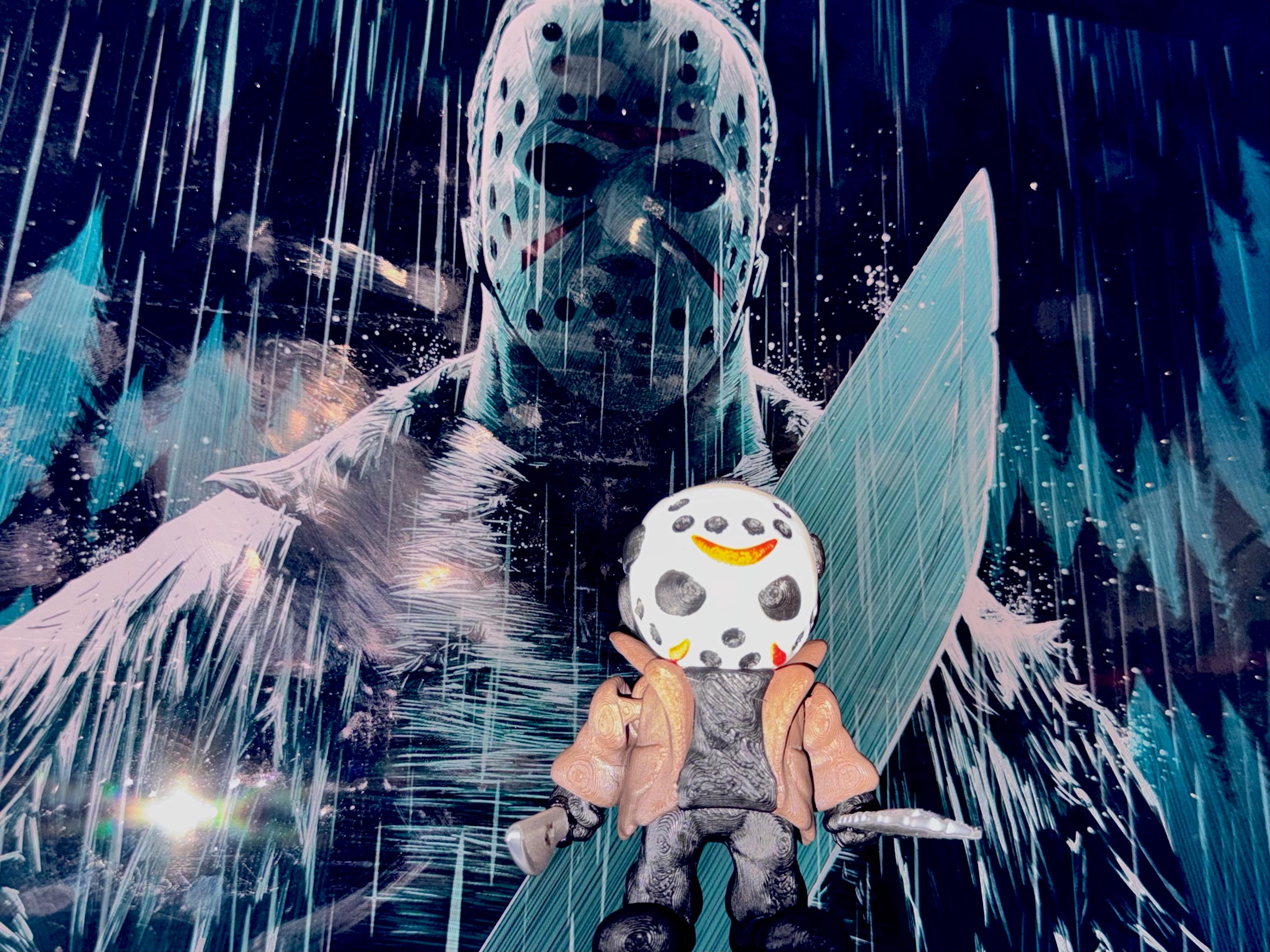 3D Printed Jason Figurine: Creepy Horror Decor, Slasher Desk Toy