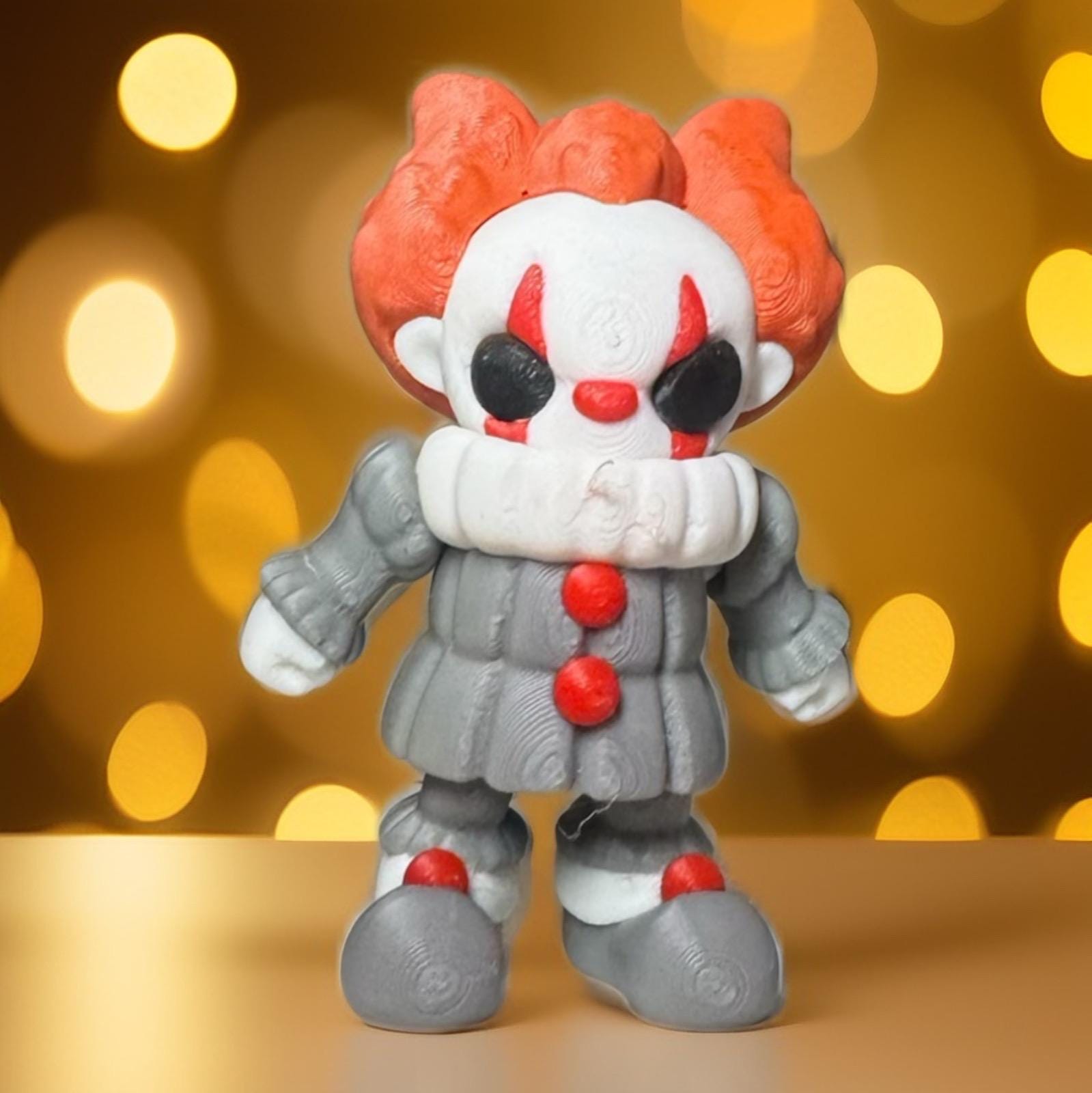 Pennywise IT Clown | Horror Movie Flexi Figurine | 3D Printed Articulated Creepy Collectible | Halloween Decor