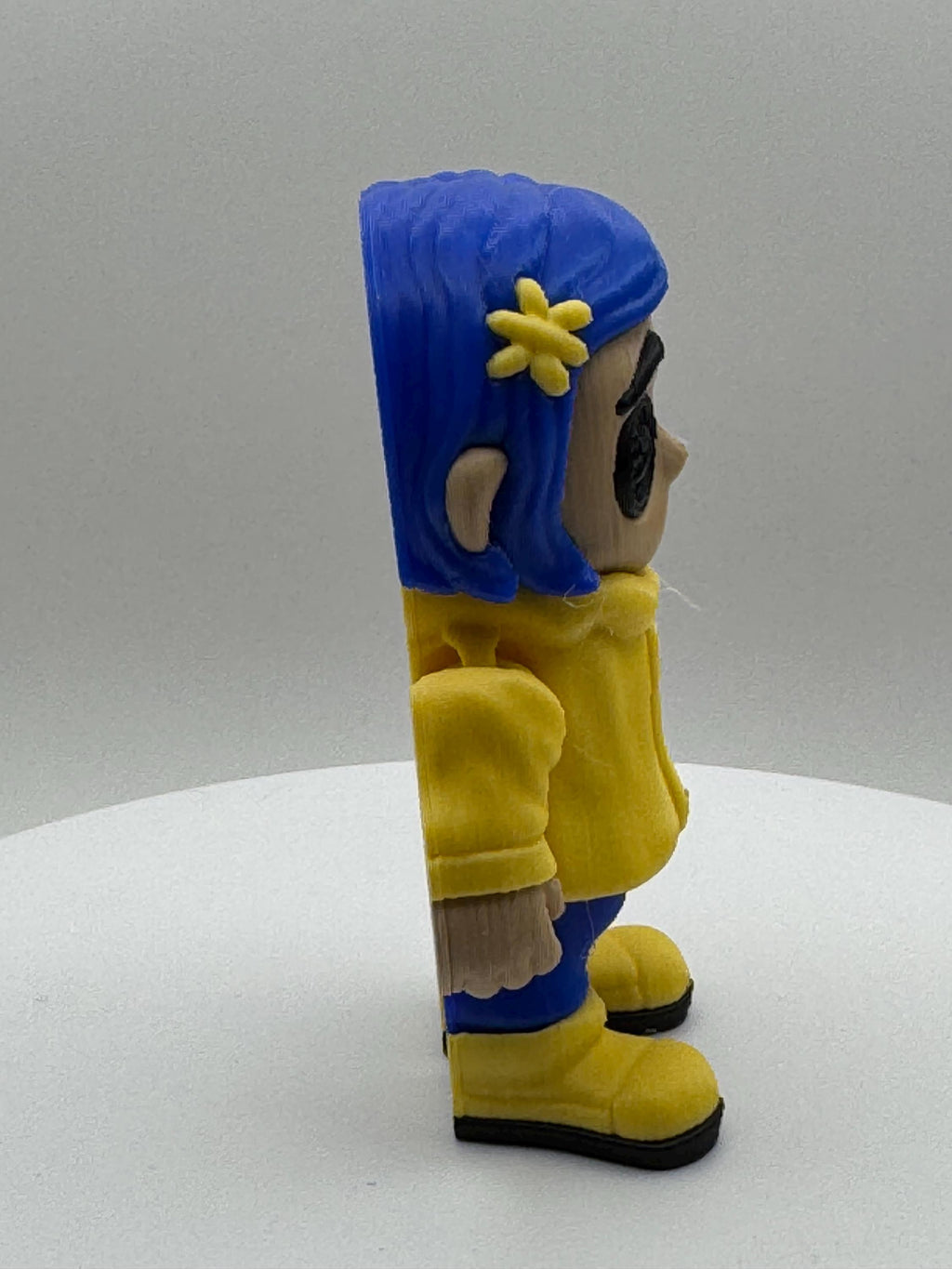 Button eyed Coraline inspired Flexi Figurine 3D printed articulated collectible, spooky whimsical doll fan art, Halloween decor, horror toy