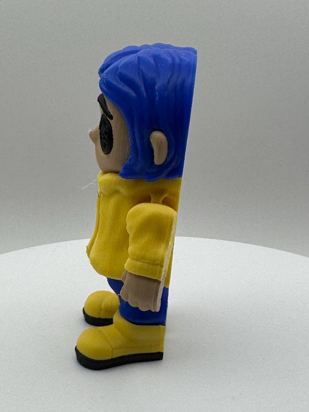 Button eyed Coraline inspired Flexi Figurine 3D printed articulated collectible, spooky whimsical doll fan art, Halloween decor, horror toy