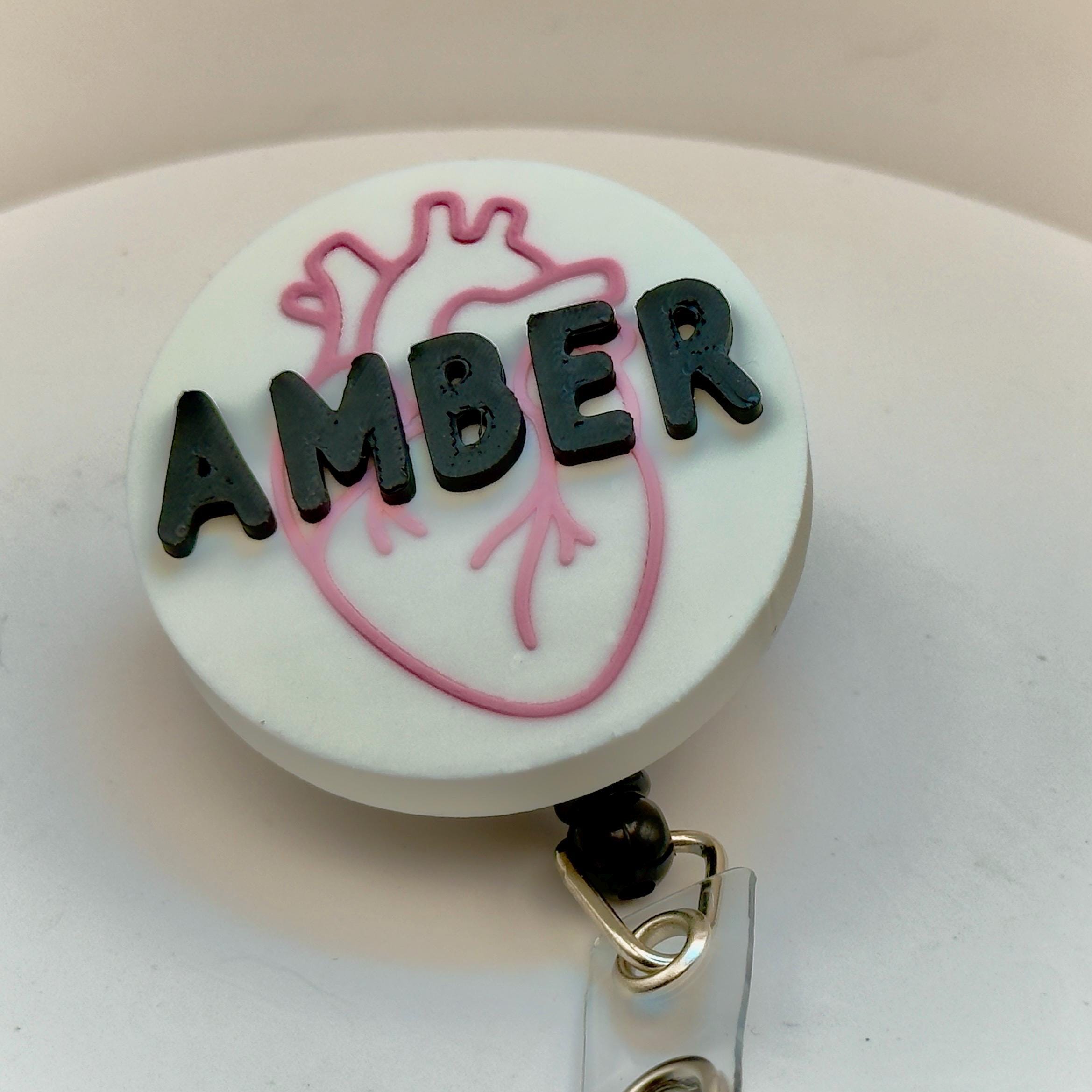 Custom 3D Printed Badge Reel with Name | Personalized ID Holder for Nurses, Teachers, Healthcare Workers | Retractable Clip Accessory