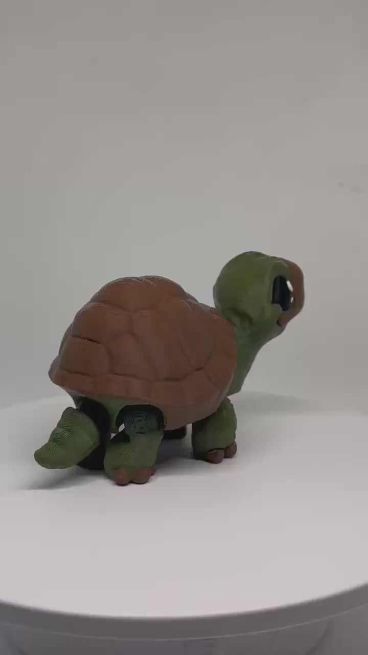 3D Printed Flexi Tortoise Figurine: Articulated PLA Desk Pet