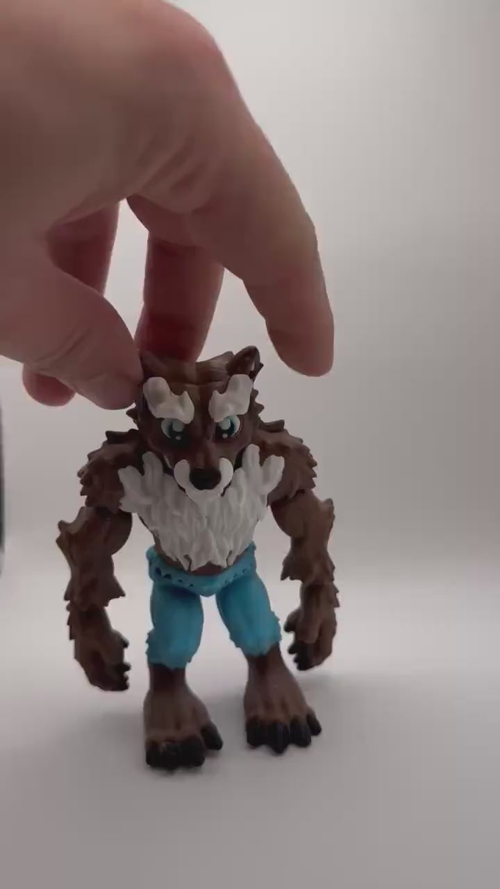 Articulated Flexi Werewolf Figurine, 3D Printed Monster Toy, Horror Fantasy Creature