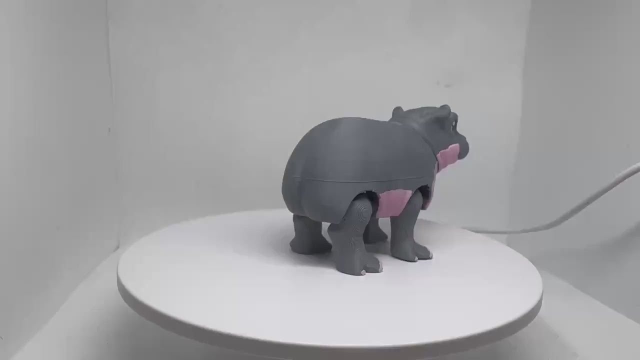 3D Printed Flexi Hippo Toy | Articulated Fidget Desk Buddy