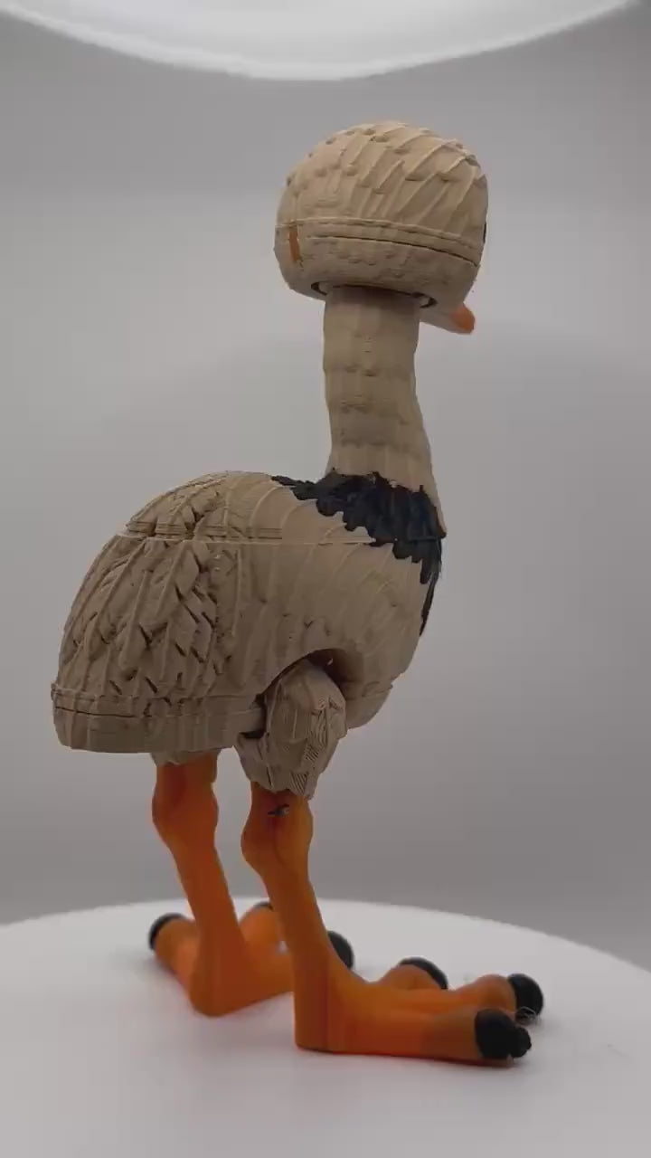 Rhea Bird Flexi Figurine | Poseable Desk Toy, Fidget Animal, PLA Plastic