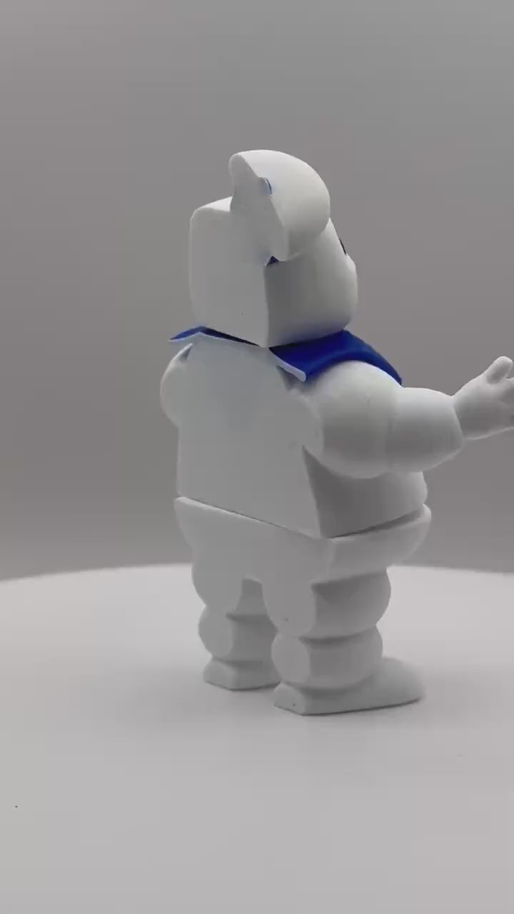 3D Printed Marshmallow Man Flexi Figurine | Ghostbusters Collectible | Articulated Joints | Handmade Desk Toy | Pop Culture Decor | Fun Gift