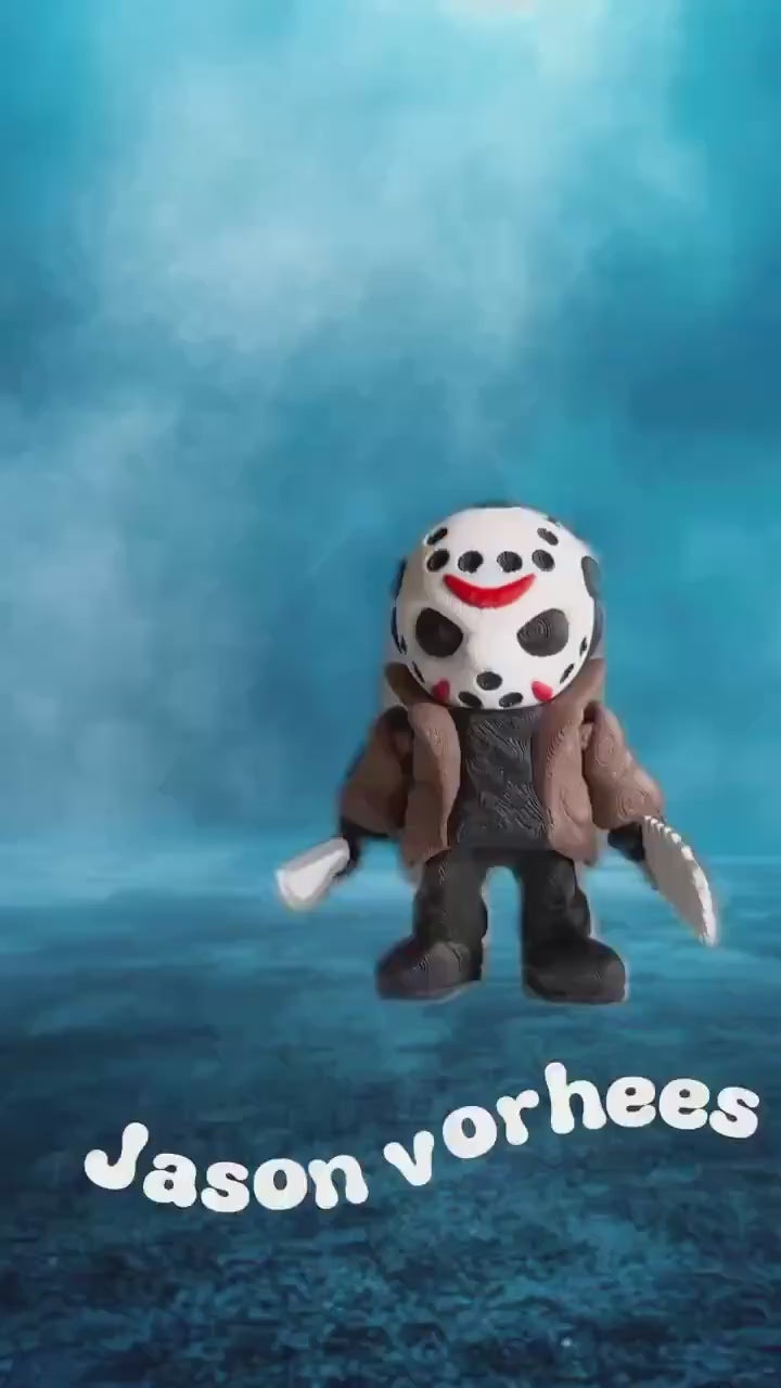 3D Printed Jason Figurine: Creepy Horror Decor, Slasher Desk Toy